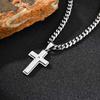 Waterproof Stylish Cross Necklace for Men Boys,Never Fade Stainless Steel Pendant Necklace,Christian Prayer Jewelry Gift