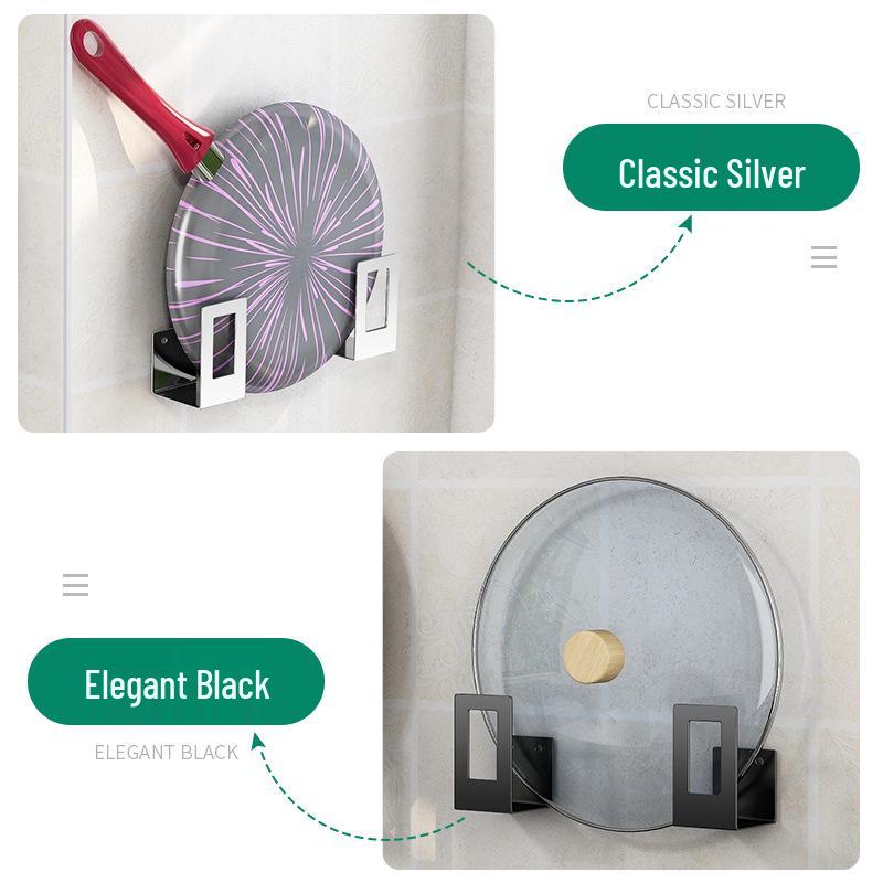 Wall-Mounted Stainless Steel Pot Lid & Cutting Board Holder - Punch-Free Kitchen Storage Rack