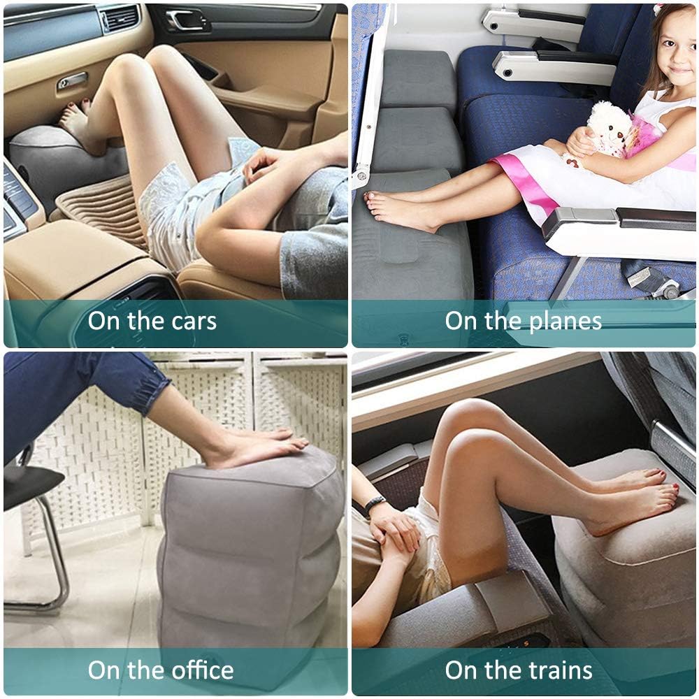 Inflatable Travel Footrest Pillow Multifunctional Adjustable Height Travel Pillow For Kids Sleeping And Leg Rest 