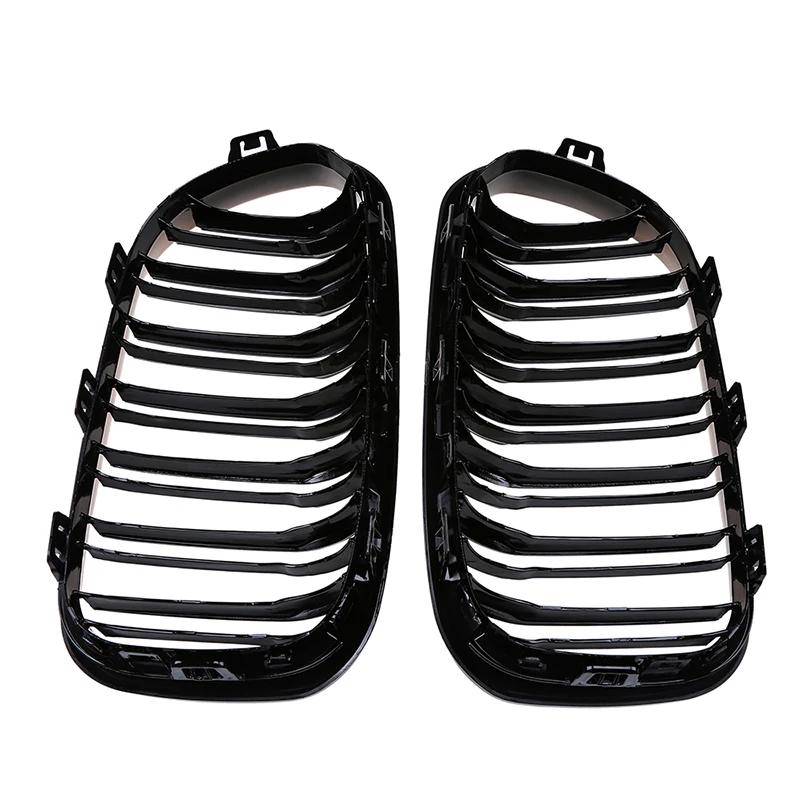 Front Bumper Grilles for BMW 1-Series F20 5-door/F21 3-door 118i/120d/144d/120i 2015-2017 Facelift Double Lines Grills