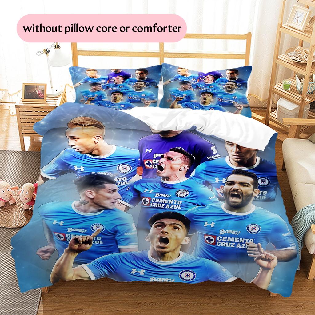 Cruz Azul Pattern Bedding Home Decoration Birthday Gift (1 * duvet cover + 2 * pillowcase, without core)
