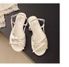 French Women's Open Toe Sandals New Design Flat Bow Roman Style Fashion Hundred Wearable Grip Beach Casual Shoes