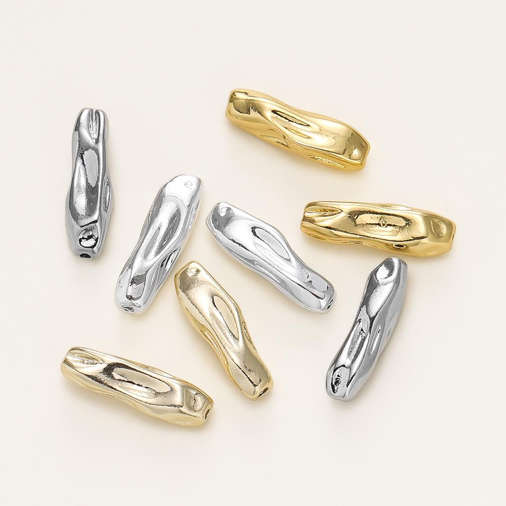 4Pcs/Pack 14/18K Gold Color Plated Metal Brass Threaded Long Beads For DIY Bracelet Jewelry Making Material Accessories