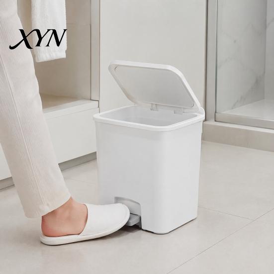 Narrow Trash Can Pedal Can, with Dual-mode Lid, Easy Access Garbage Modern Bathroom Waste Odor-proof Slim Solid Color Basket, for And Kitchen Bin