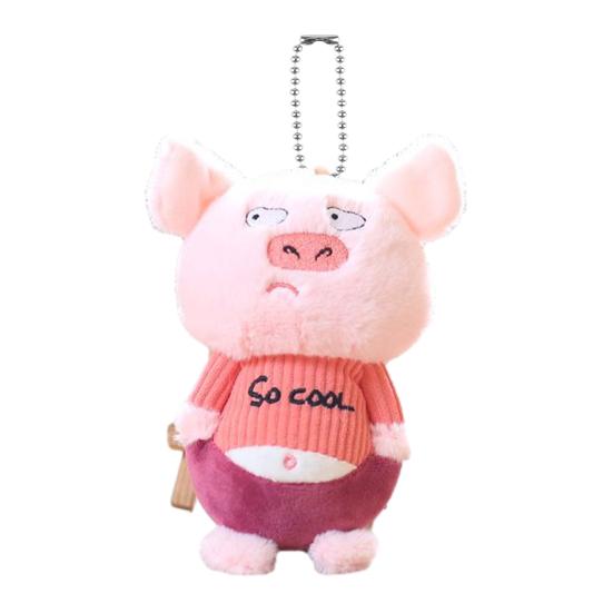 Cat Plush Pendant Keychain Cute Animal Bag Charm Soft Fluffy Pig Panda Bear Rabbit Portable Hanging Chain Decompress Toy