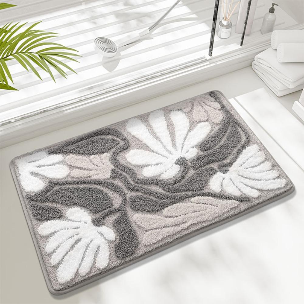 New Non-Slip Bath Mat Microfiber Quick Drying Bathroom Rug Washable Abstract Leaves Shower Blanket Home Bathroom