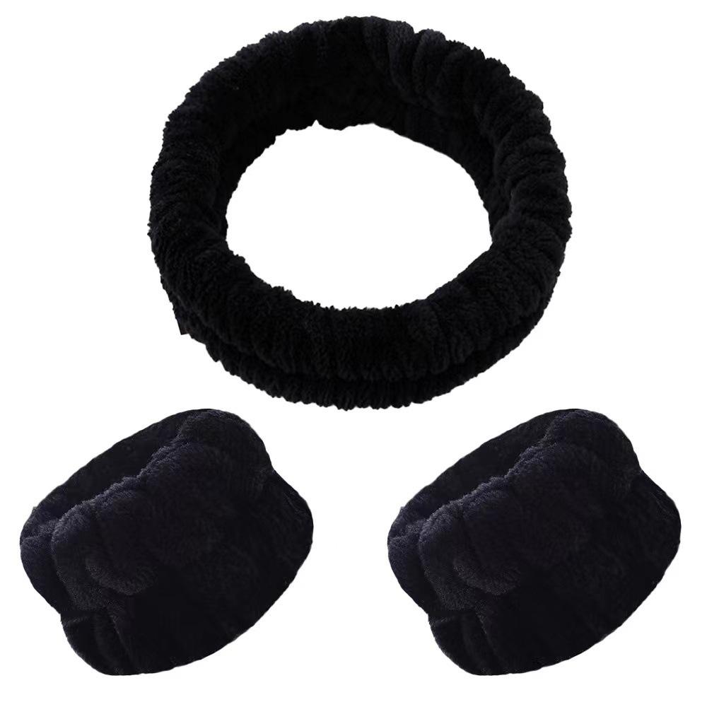 Plush Flannel Absorbent Wristbands & Splash-Proof Headband Set