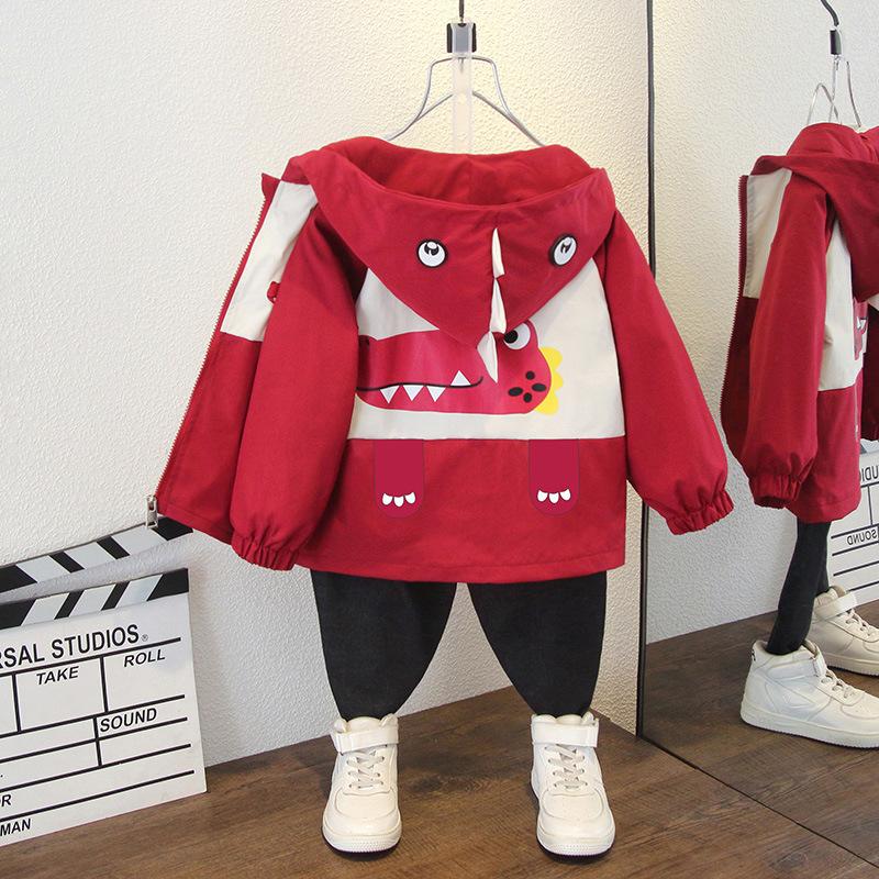 Boys and Girls Jacket Spring Ball Thin Section of The Middle and Large Children Loose Casual Hooded Rushing Coat Jacket Children's Outside