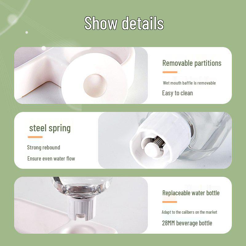 Multi-Pet Double Bowl: Cervical Protection, Anti-Knock Design, Automatic Water Dispenser for Cats, Dogs, and Rabbits