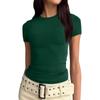 נשים שרוול קצר סוילד סקסי חמוד טי Slim Fit Tight Crop-Top חולצה