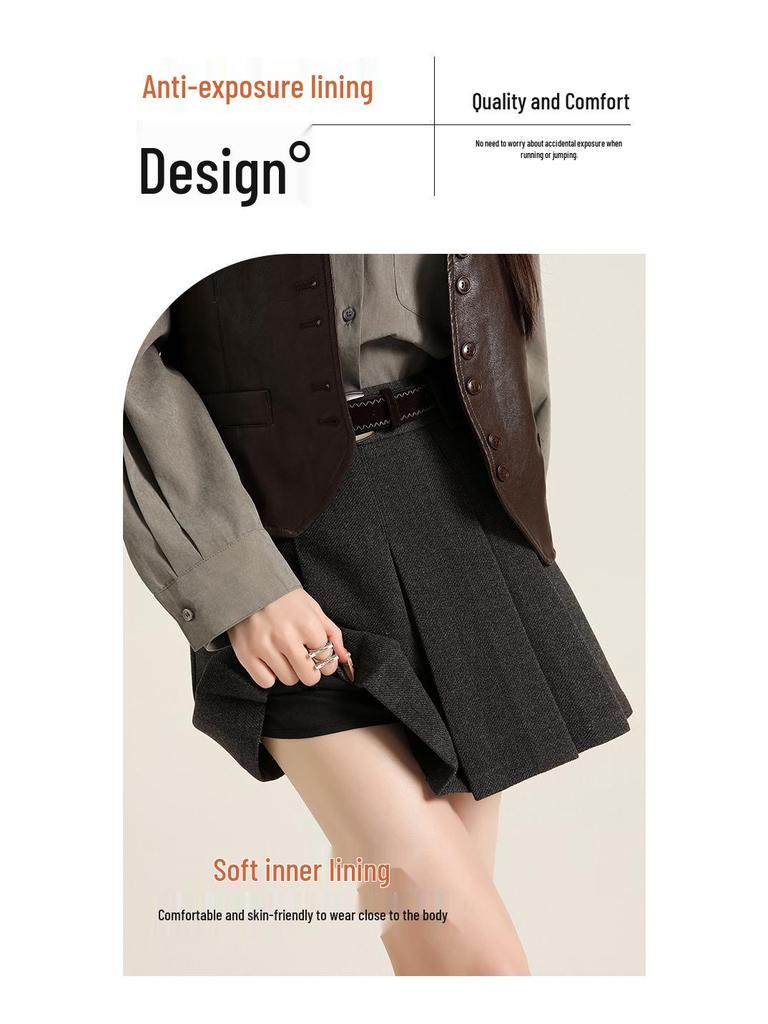 2026 Women's A-line High Waist Pleated Skirt - Autumn/Winter School Style