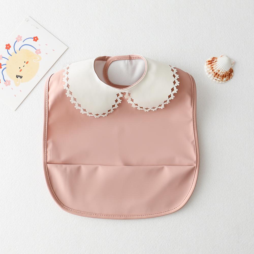 Sleeveless Waterproof Baby Bib with Lace - Reversible Anti-Dirt Feeding Smock