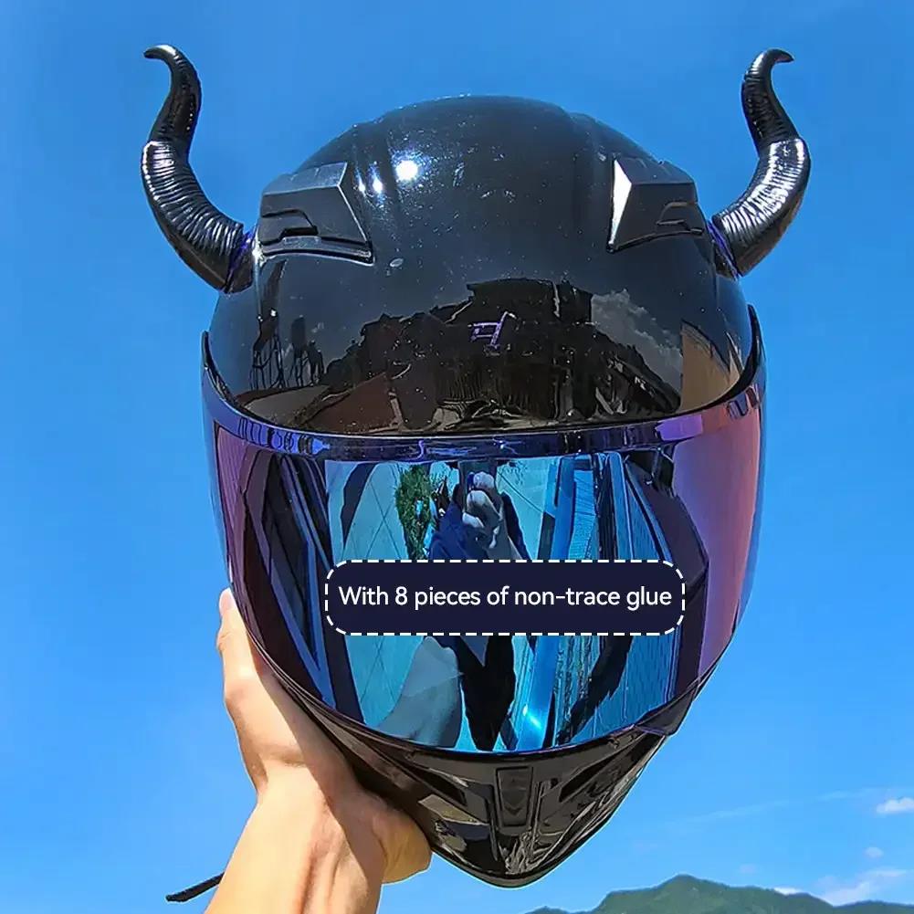 2PCS Motorcycle Helmet Devil's Horns Style Decoration Motorbike Helmet Accessories Stickers Cosplay Styling with Sucker Helmet Communication 7