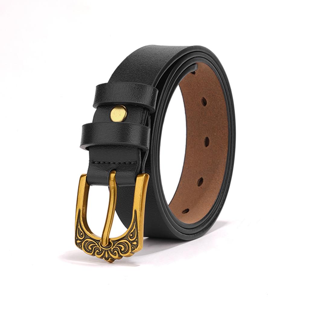 Men's Pin Buckle Belt for Youth Casual Middle-aged Durable and Versatile Trendy Belt Imitation Copper Alloy Perforated Men's Belt