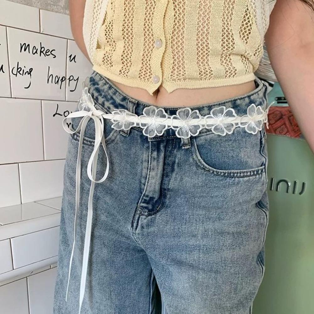 Korean Style Lace Waistband Y2K Dress Jeans Belt Ins Flower Waist Belt  Streetwear