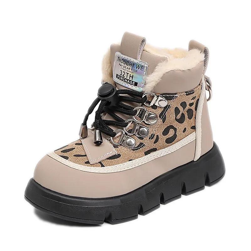 New Girls Boots 2024 Warm Simple Winter Boot Fashion Trend Snow Boots Thick Bottom Versatile Kid Shoe Retro Anti Slip Ankle Boot