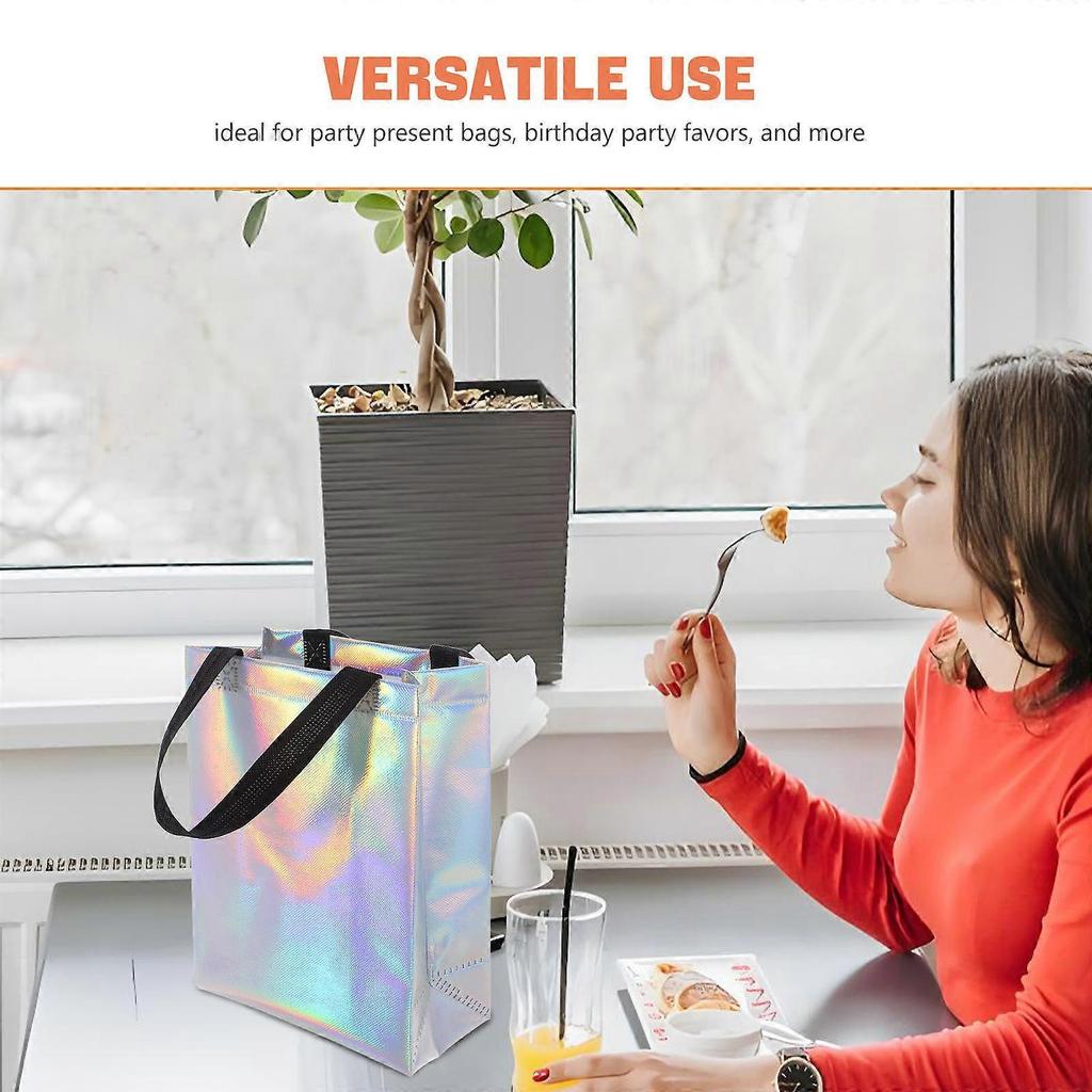 Iridescent Gift Bags Non-Woven Tote Bags for Holiday Favors 20Pcs