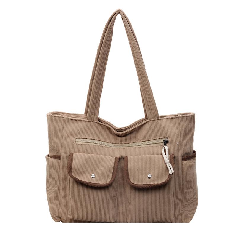 Multi-pocket Travel Hand-held Shoulder Bag with Contrasting Colors, Casual Commuting and Fashionable Tote Bag