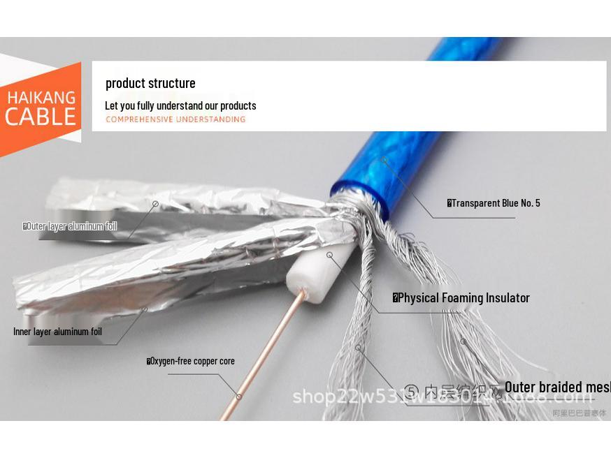 Zhongda Yuantong SYWV75-5 HD Coaxial Cable for Set-Top Boxes & Closed-Circuit Signal, 4 Shielded.