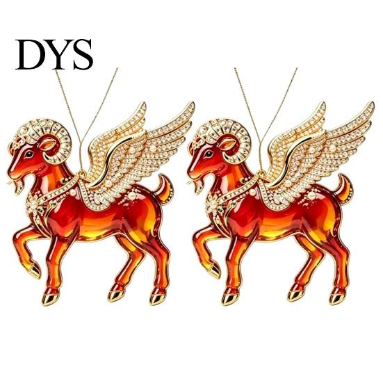 Holiday Gift for Friends 2Pcs 2D Goat Hanging Ornaments, Acrylic Winged Pendants, Year of Birthday Party Favors The Auspicious Decorations Tree,