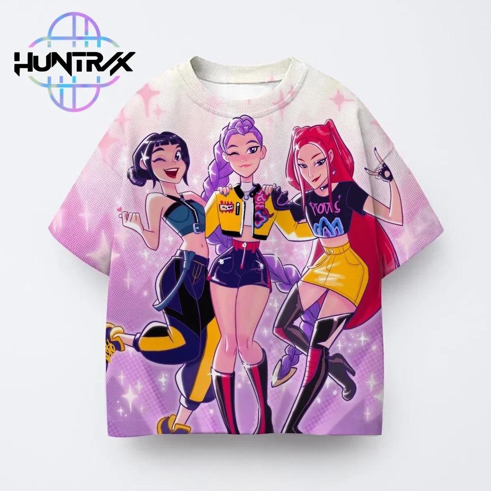 Kpop Demon Hunters Children 3D Print Boy T-shirt Street Casual Harajuku Animation Girl Group Short-sleeve Clothing Top Summer