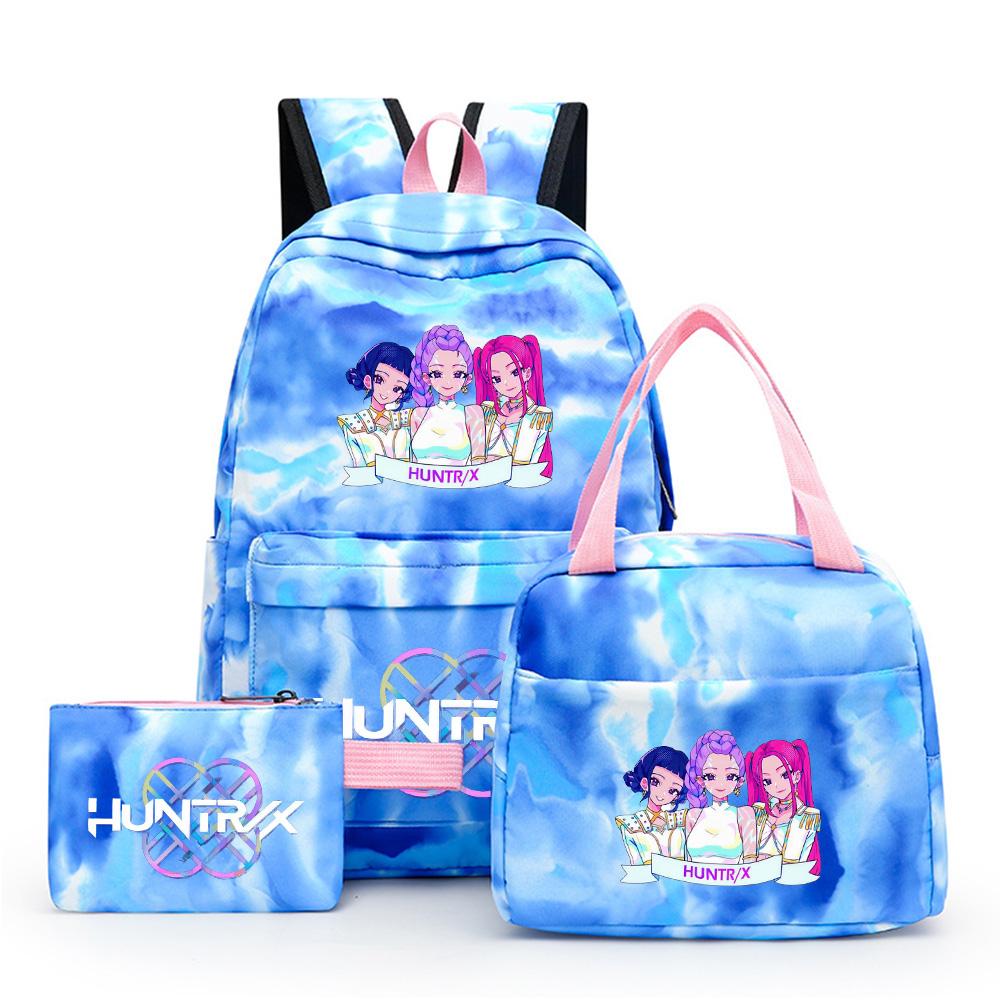 3Pcs/set Cartoon Anime Kpop Printed Backpack with Lunch Bag Pengcil Case Large Capacity Travel Bag for Teenager Girl Boy Bookbag Kid Gift Rucksak
