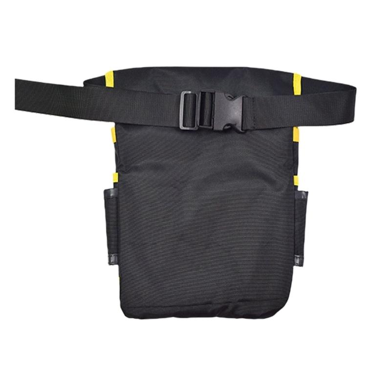 Waterproof Canvas Tool Belt Pouch Multi Pockets Tool Waist Pack Bag for Electricians with Ergonomic Waist Belt Designs