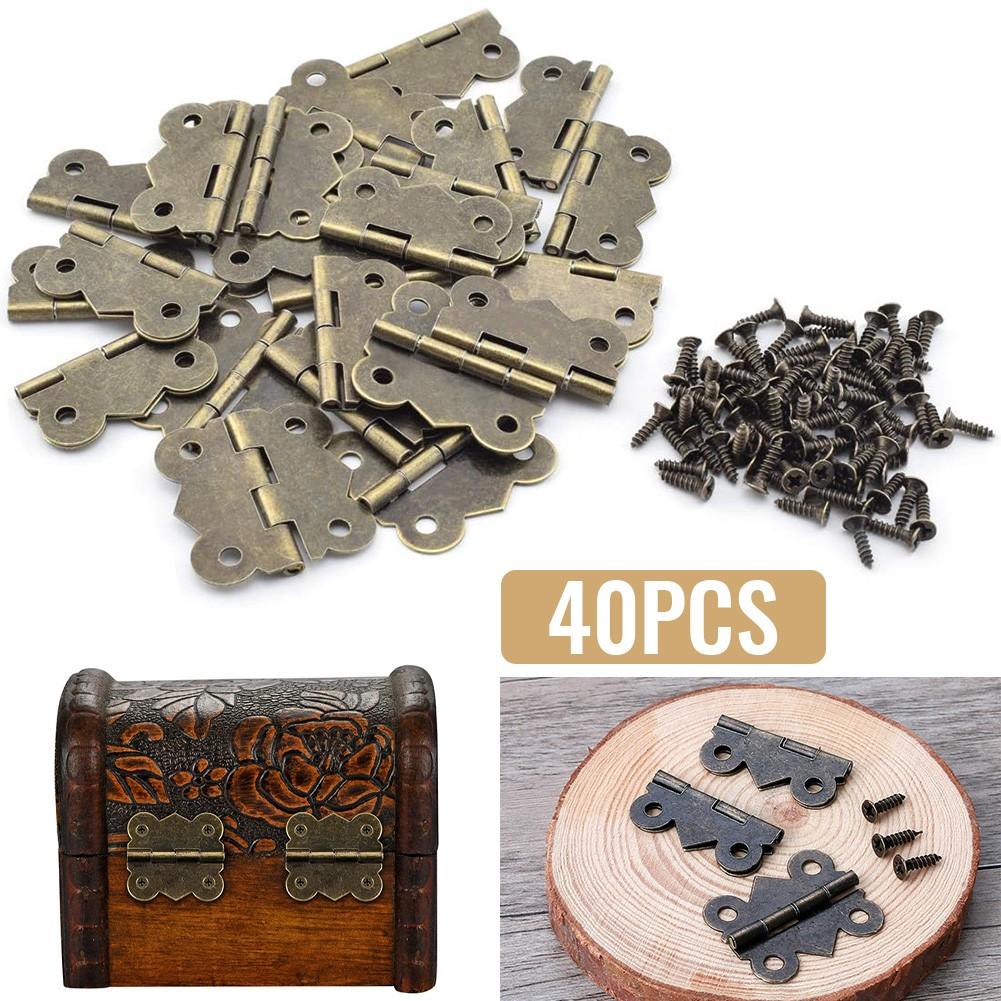 Practical Small Hinges Boxes Hinges Box Hinge For Box Iron 40pcs Accessories Antique Antique Bronze Box Hinges Bronze Color