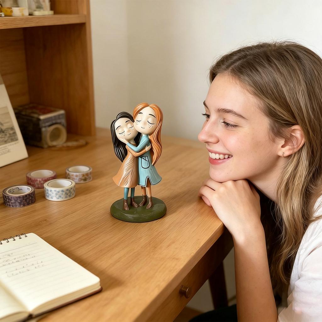 Relaxing Sisters Resin Figurine, Creative Tabletop Home Decor Ornament for Shelf and Desk Display