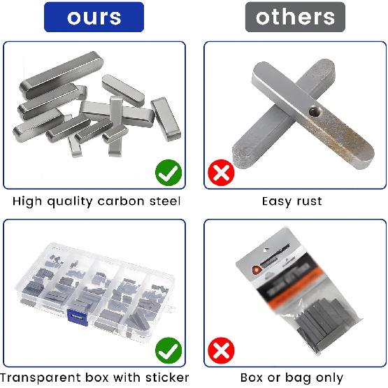 Pulley Keyway Key,Parallel Square Stock Key,Parallel Drive Shaft Keys Sets, Flywheel Keys, Keyway Stock, Keyway Tension for Fasteners Mechanical