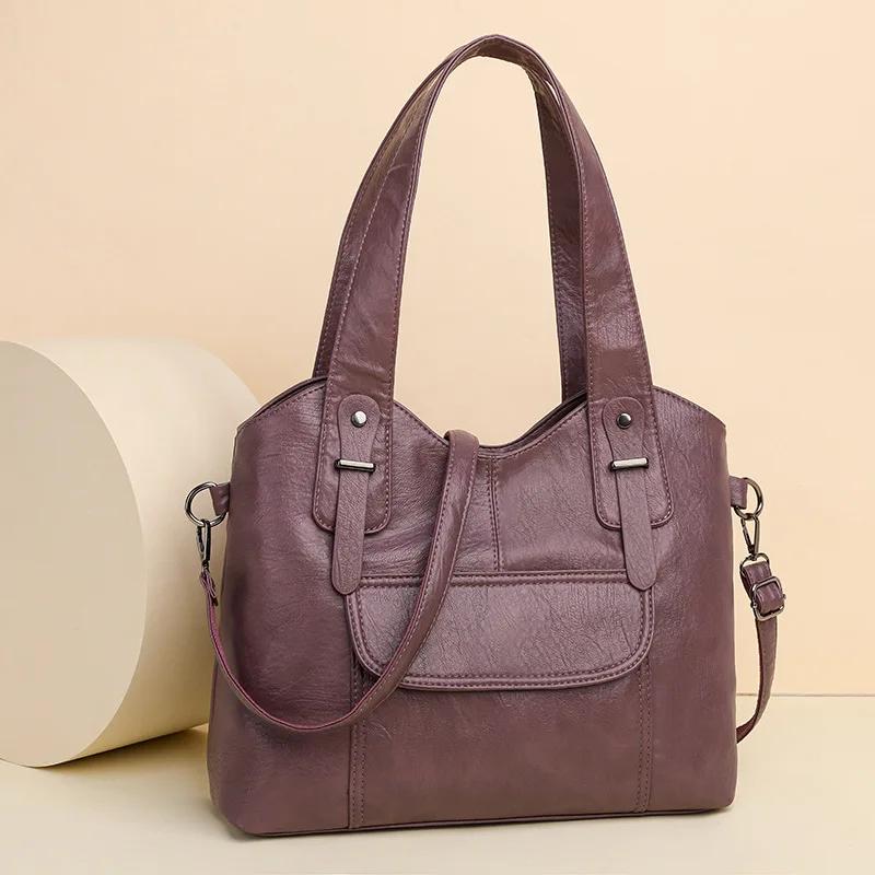 

Luxury Soft Leather Handbags Designer Retro Crossbody Bags for Women Large Capacity Ladies Shoulder Messenger Bag Purse