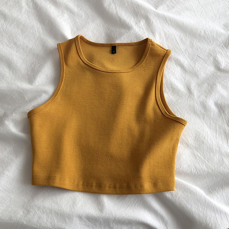 Letní nový dámský retro crop top s vysokým pasem zeštíhlující štíhlý krátký spodní top bez rukávů