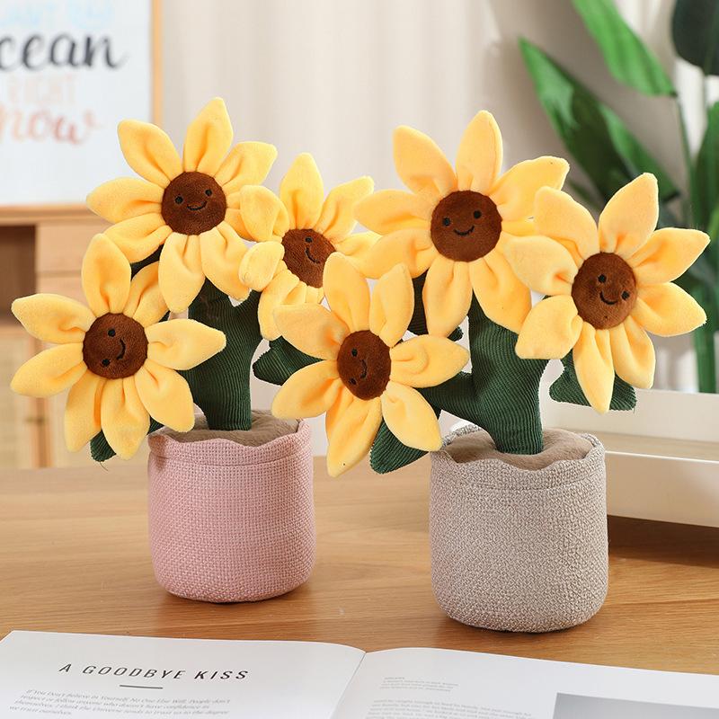 32cm Sonnenblumen Topfpflanze Strauß Puppenpflanze Plüschtier Simulation Blumenstrauß Blume Sonnenblume Bücherregal Sofa Auto Schmuck