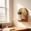 Wall Shelves Rainbow-Shaped Storage Stand Wood Floating Wall Shelf For Books For Living Room Bathroom Kitchen Den Lounging