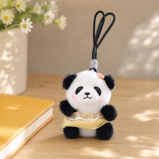 Doll Pendant, Mini Size Portable Keychain Pendant, Soft Velvet Fabric Panda Design Doll, Durable Accessory for Bags Keys Backpacks