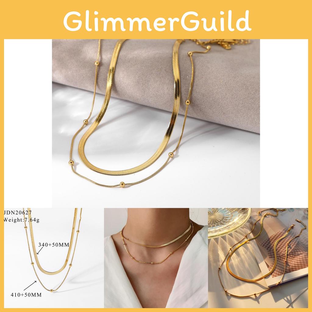 Trendy Stainless Steel Collar Necklace 14k Gold-plated Geometric Chain Jewelry Women's Snake Chain Necklace