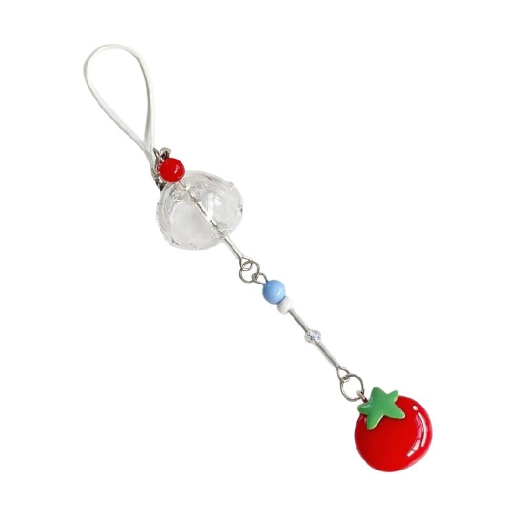 Unique And Fun Tomato And Clovers Keychain Sturdy Alloy Tomato Clovers Keychain Elegant Phone Lanyard For Everyday Use 1
