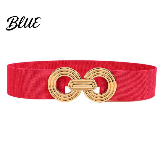 Wide Elastic Waist Belt 75cm Women's Belt, Stretch Fashionable with Slimming for Daily Commute Geometric Metal Buckle, Dress Corset Accessory