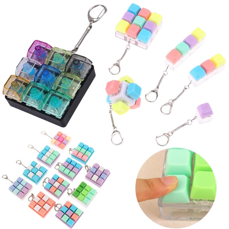 9 Keys Keyboard Decompression Toy Keychain DIY Button Keycap Key Chain Toys Antistress Finger Keyboard Relief Stress Gifts