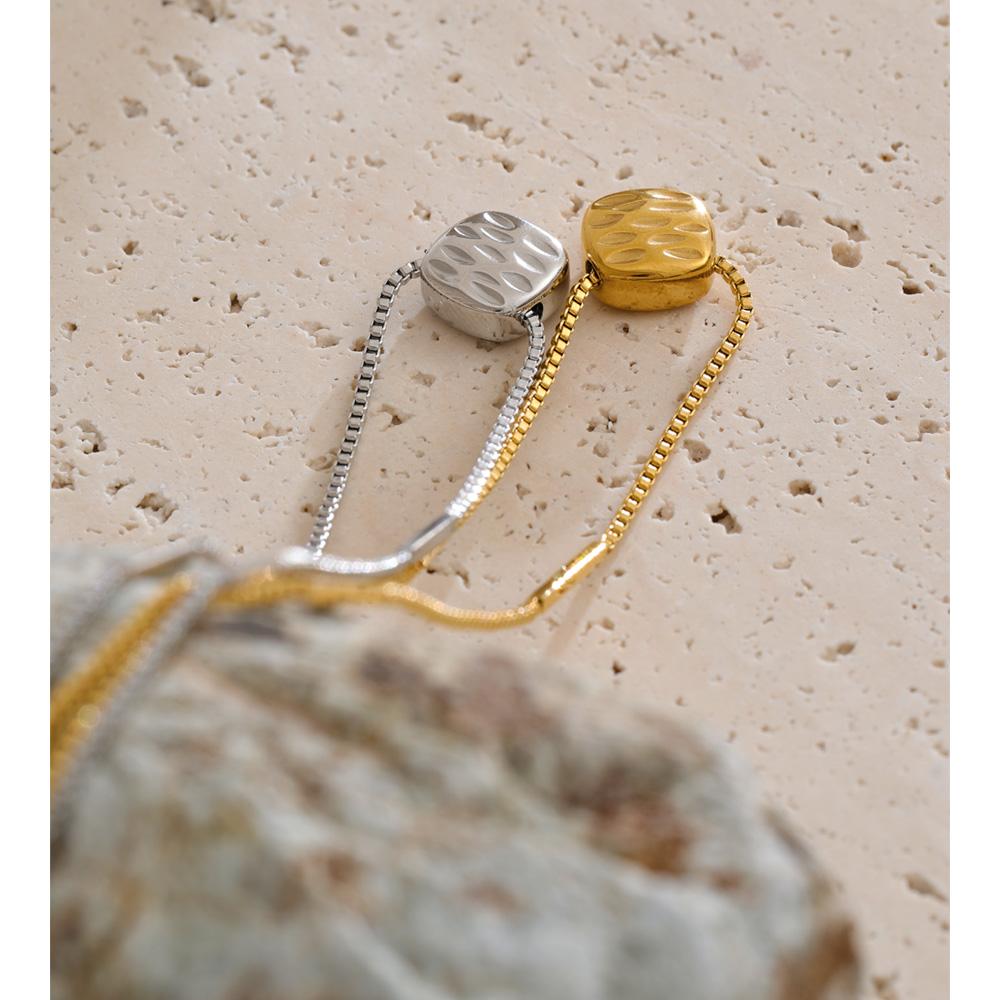 Eetit Waterproof Stainless Steel Removable Casting Square Pendant Necklace Chic Korean Distinctive Charming Jewelry Wholesale
