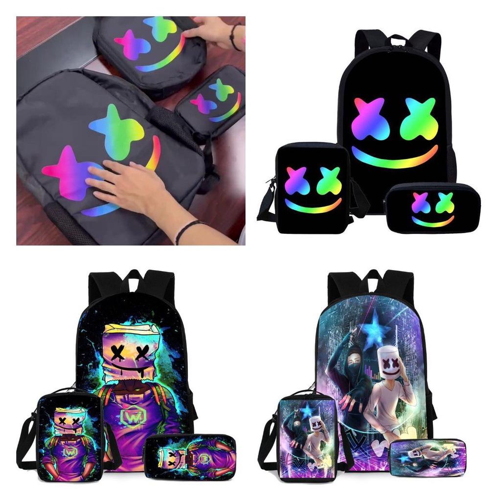 Marshmello Backpack Set Durable Versatile Stylish For School Travel