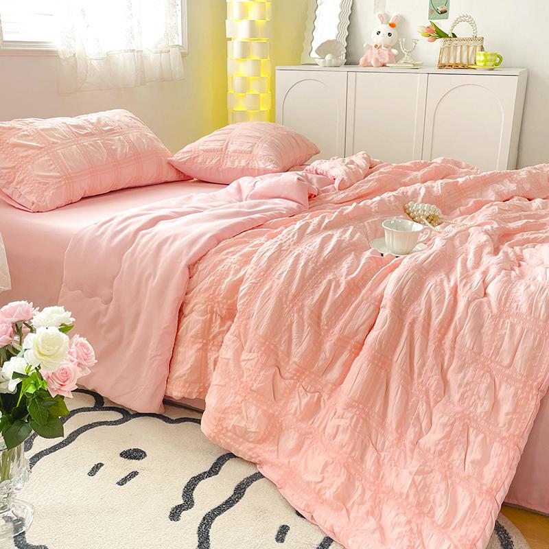 Capa de Edredom de Verão Japonês Edredom Fresco Manta para Pausa do Meio-Dia de Verão Ar Condicionado Solteiro Seersucker Lençóis Fronha Conjunto