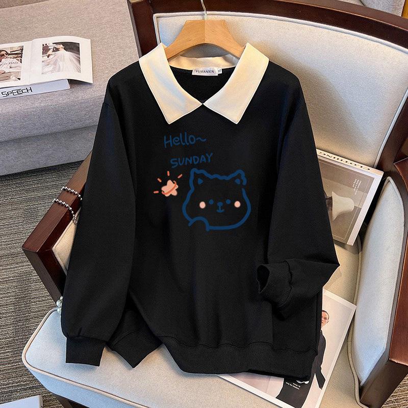 Plus Size 200-350 Jin Loose Autumn Lapel Hoodie, Bust 150/160, Style 5003