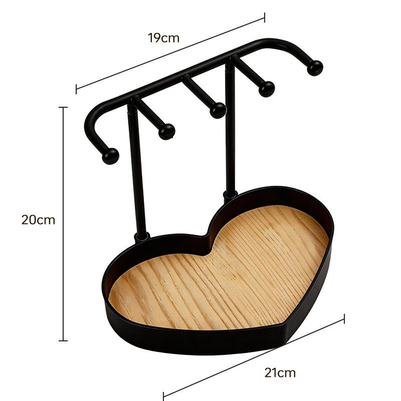 Fashion Portable Jewelry Display Rack Earrings Necklaces Storage Rack Key Organizer With Wooden Base Hanging Holder Girl Gift