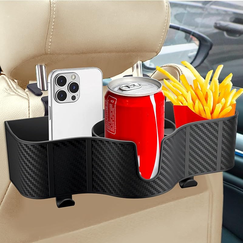 3-In-1 Car Headrest Backseat Organizer With 3.7  Backseat Cup Holder For Car, Seat Back Organizer With Hooks 1-PACK