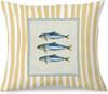 Decorative Yellow Stripe Fish Pattern Throw Pillow Cover Cushion Case Polyester Fiber Nautical Coastal Home Decor for Living Roo