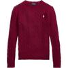 Polo Solid Color Long Sleeve Sweater With Small Pony Embroidery Women Sweater Red 211581065-032