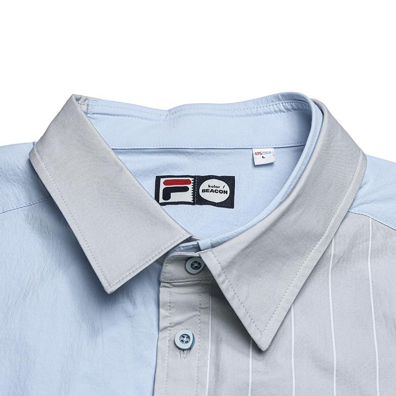 Fila × KOLOR BEACON Fashionable Versatile Shirt Men Shirts Sky-Blue F11M636401FLB