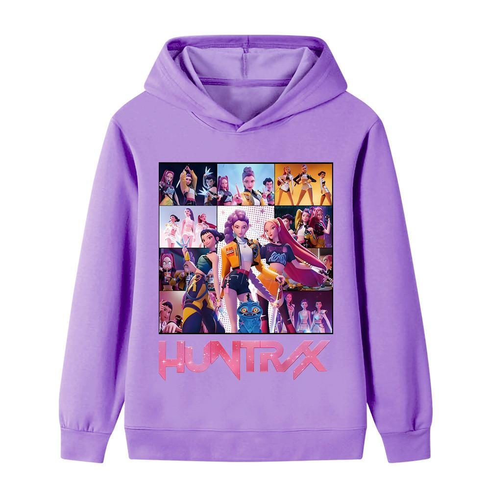 B1250 Kids Boys Girls Kpop Rumi Zoey Mira Print Long Sleeves Hoodie