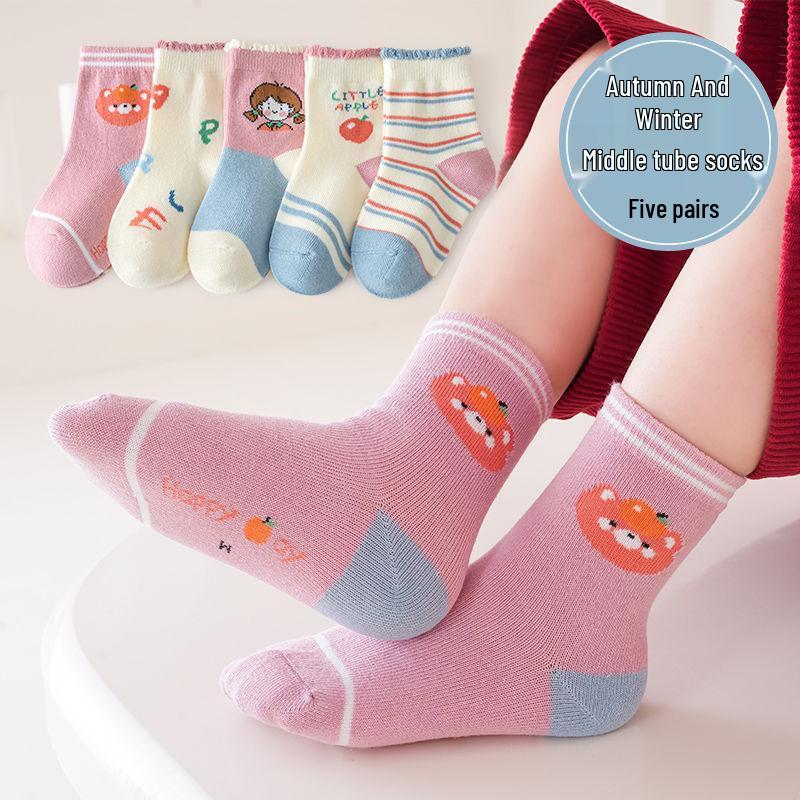 Herbstliche Wadenlange Cartoon-Socken für Kinder, Alter 1-3, Jungen & Mädchen